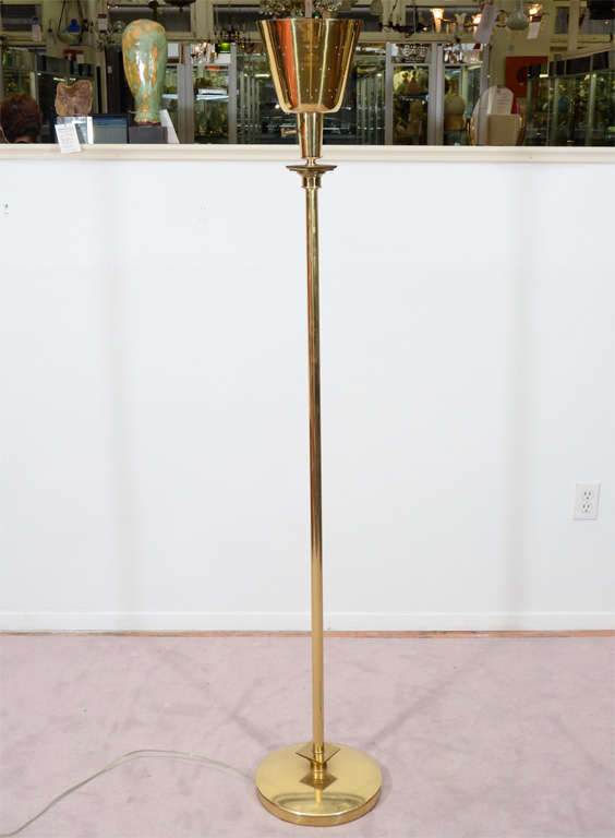 Mid Century Brass Uplight Floor Lamp by Lightolier