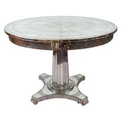 Vintage Mirrored Dining Table w/ Pedestal Base