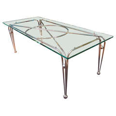 Modernist Art Deco Glass Top Dining Table