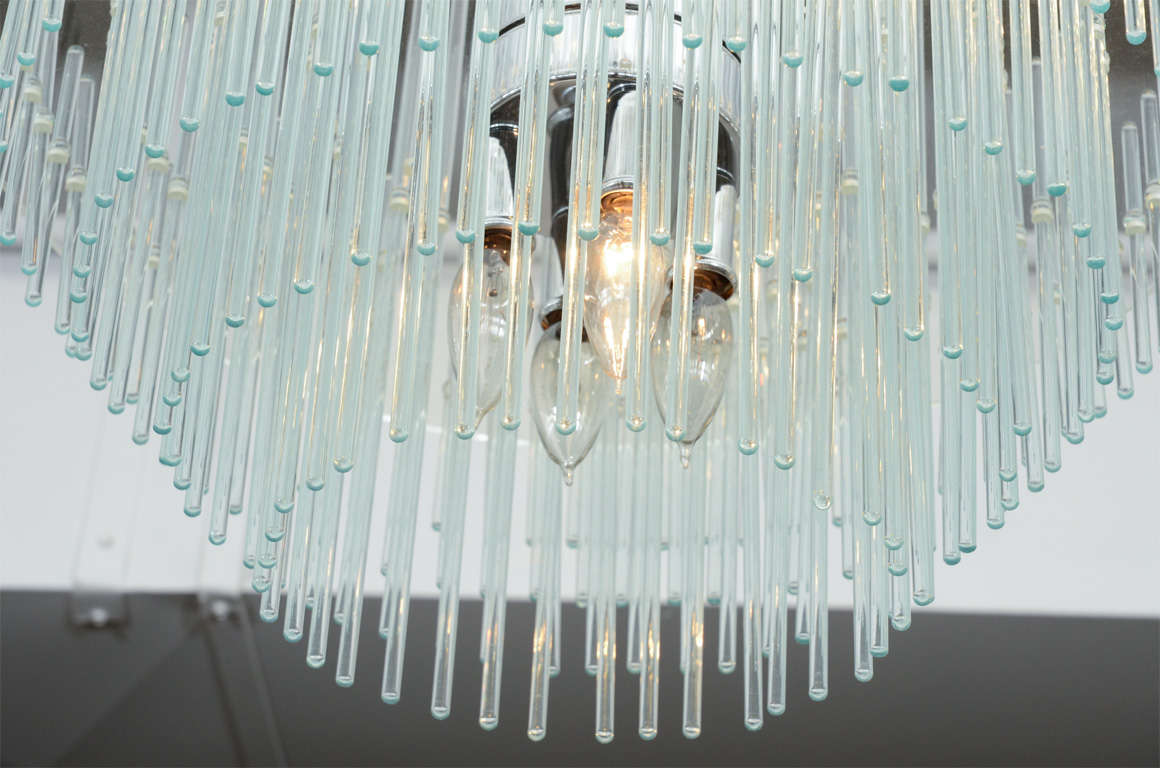 20th Century Mid Century Lucite and Glass Tiered Chandelier by Lightolier