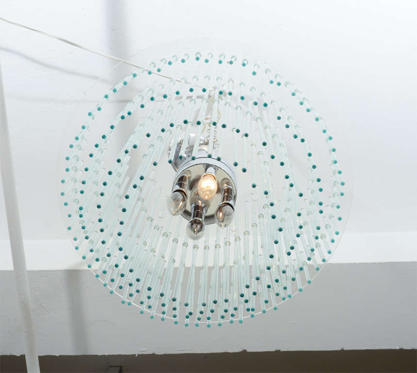 Mid Century Lucite and Glass Tiered Chandelier by Lightolier 1