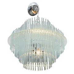 Mid Century Lucite and Glass Tiered Chandelier by Lightolier