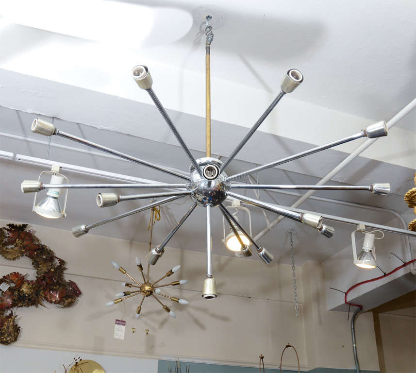 Mid Century Large Scale Chrome Sputnik Chandelier