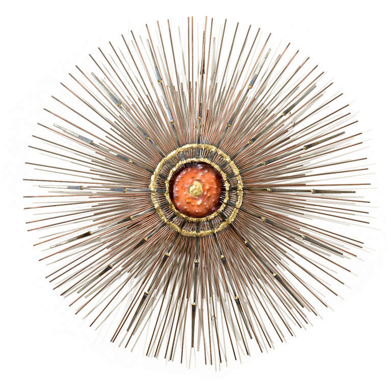 Mid Century "Star Burst" Wall Sculpture in the Style of C. Jere