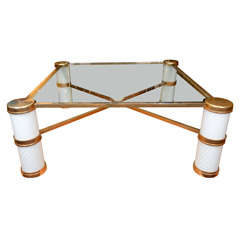 Mid Century Italian Brass and Murano Glass Coffee Table