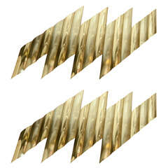 A Pair of Brass Curtis Jere Abstract "Zig-Zag" Wall Sculptures