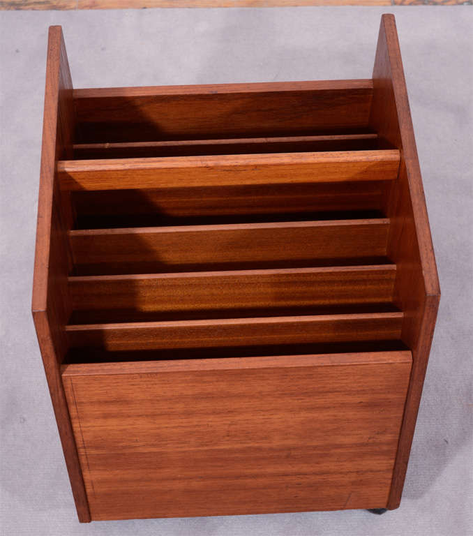 Mid Century Magazine Rack in Teak by Bruksbo at 1stdibs