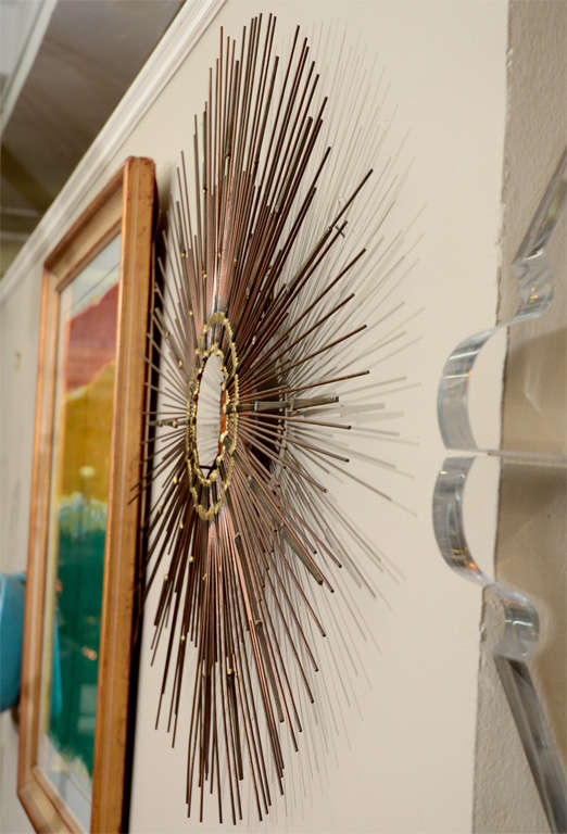 Mid Century "Star Burst" Wall Sculpture in the Style of C. Jere at 1stDibs
