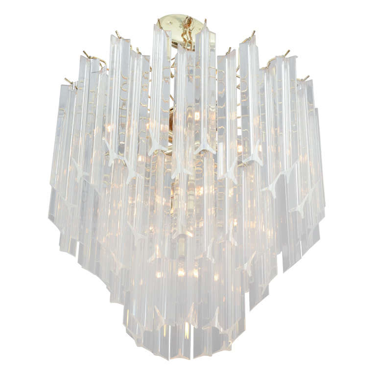 Mid Century Brass and Lucite Rod Chandelier at 1stDibs