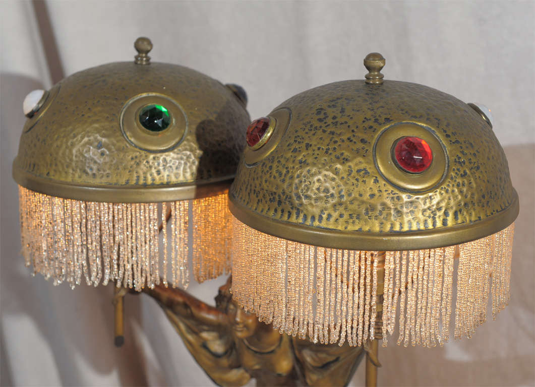 20th Century Art Nouveau Jeweled Lamp