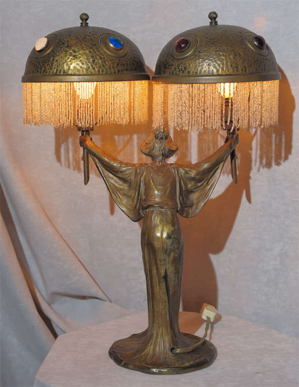 Art Nouveau Jeweled Lamp 2