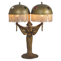 Antique Art Nouveau Jeweled Lamp