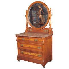 Antique Late Victorian Marble Top  Walnut Dresser
