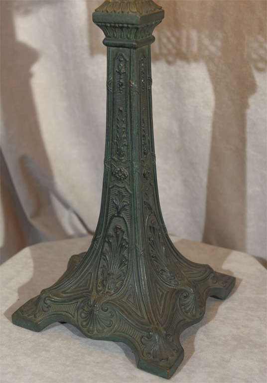 American Slag Glass Table Lamp, Signed Wilkinson
