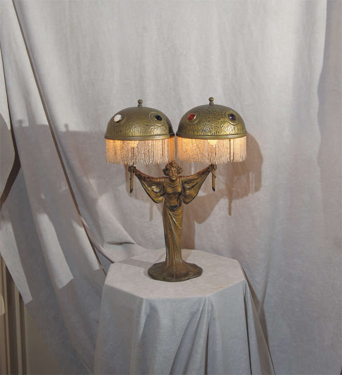 Art Nouveau Jeweled Lamp at 1stDibs