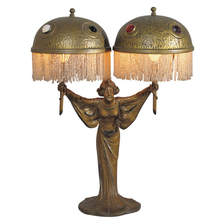 Art Nouveau Jeweled Lamp at 1stDibs