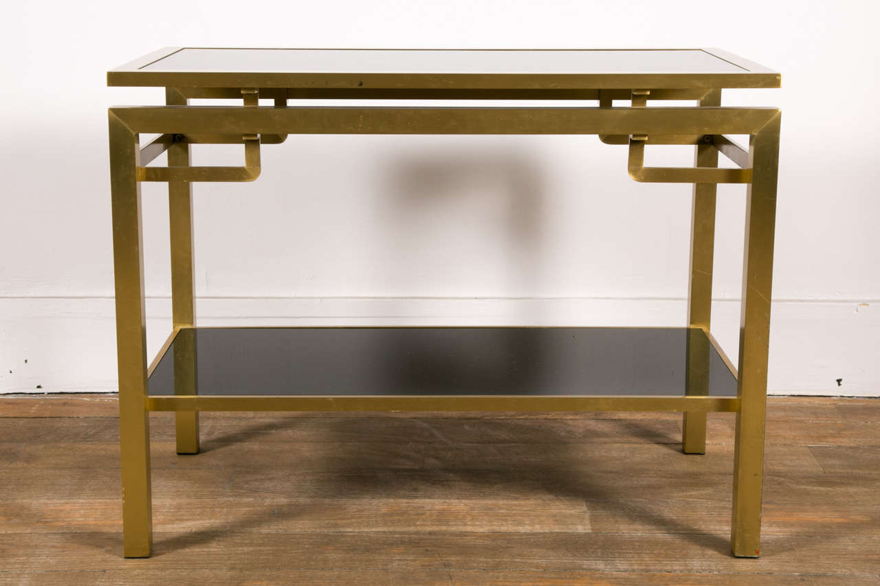 Mid-Century Modern A pair of two-tiers  metal tables , by Guy Lefevre , circa 1970