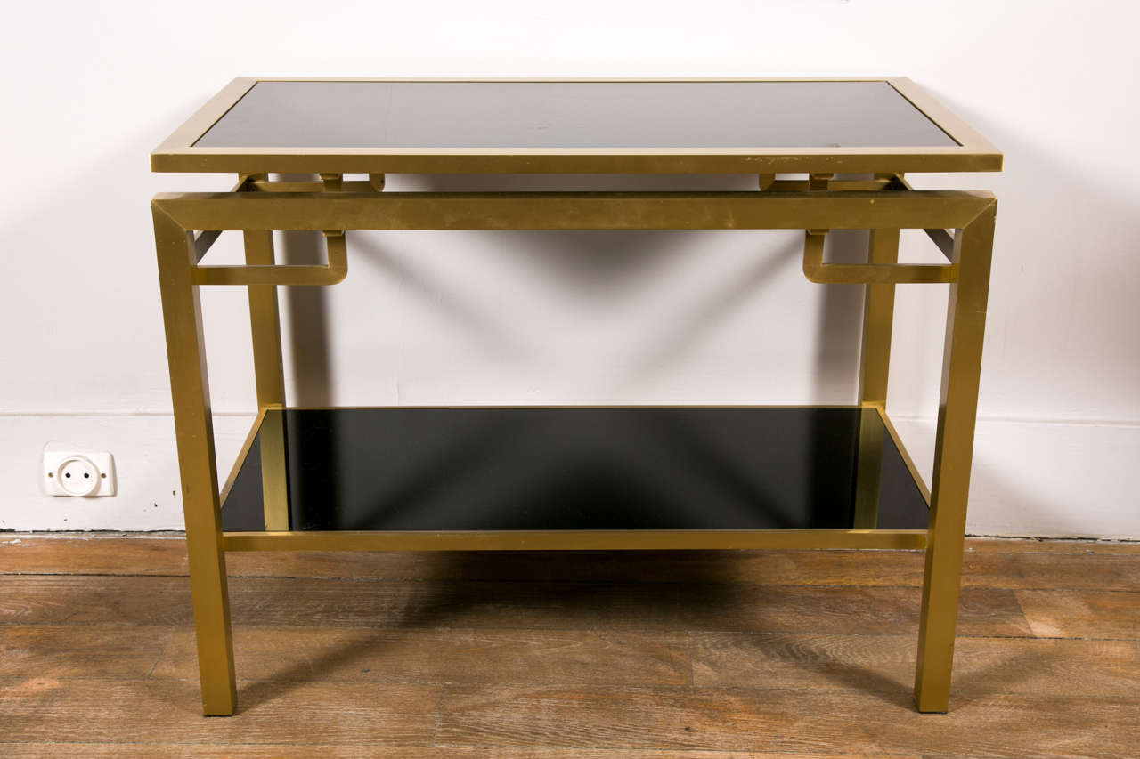A pair of two-tiers  metal tables , by Guy Lefevre , circa 1970 2