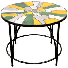 Beautiful Ceramic Tiles Gueridon, Vallauris, circa 1960