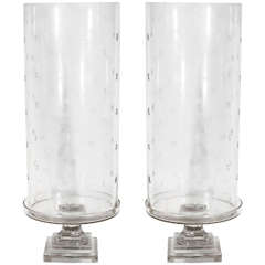Pair of Tall Glass Hurricanes