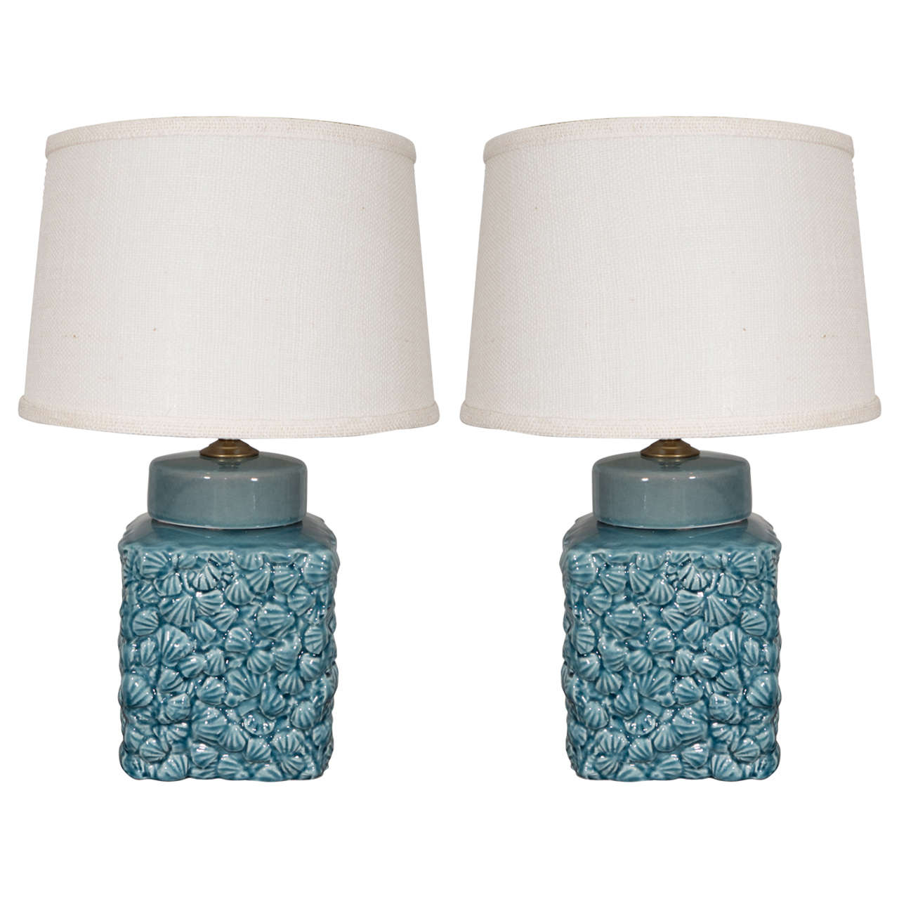 Pair of Ceramic Shell Lamps