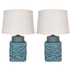 Pair of Ceramic Shell Lamps