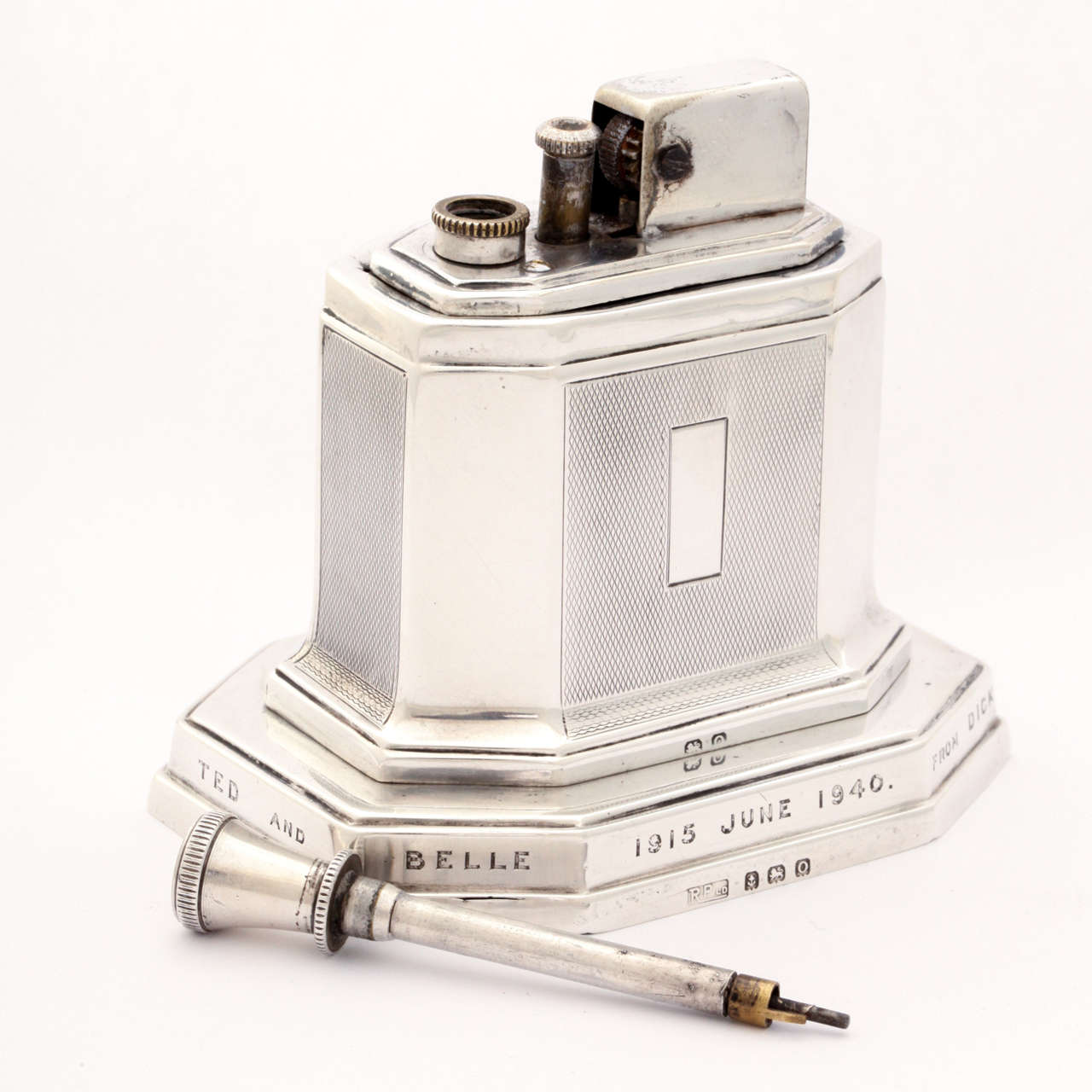 Mid-20th Century Sterling Silver Ronson Touch Tip Table Lighter