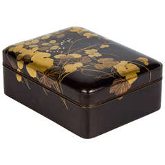 19th Century Black and Gold Japanese Laquered Kobako