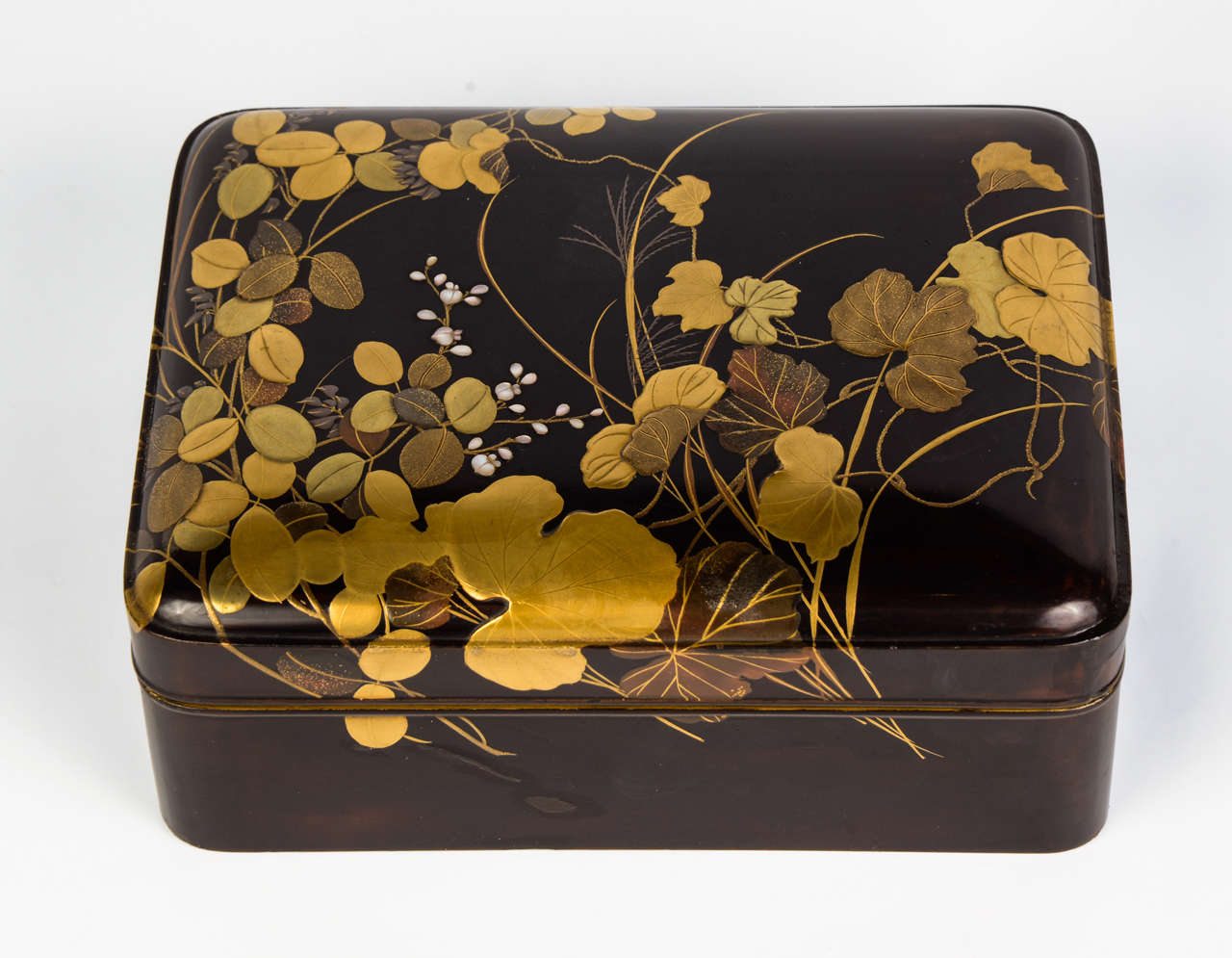 Lacquer 19th Century Black and Gold Japanese Laquered Kobako