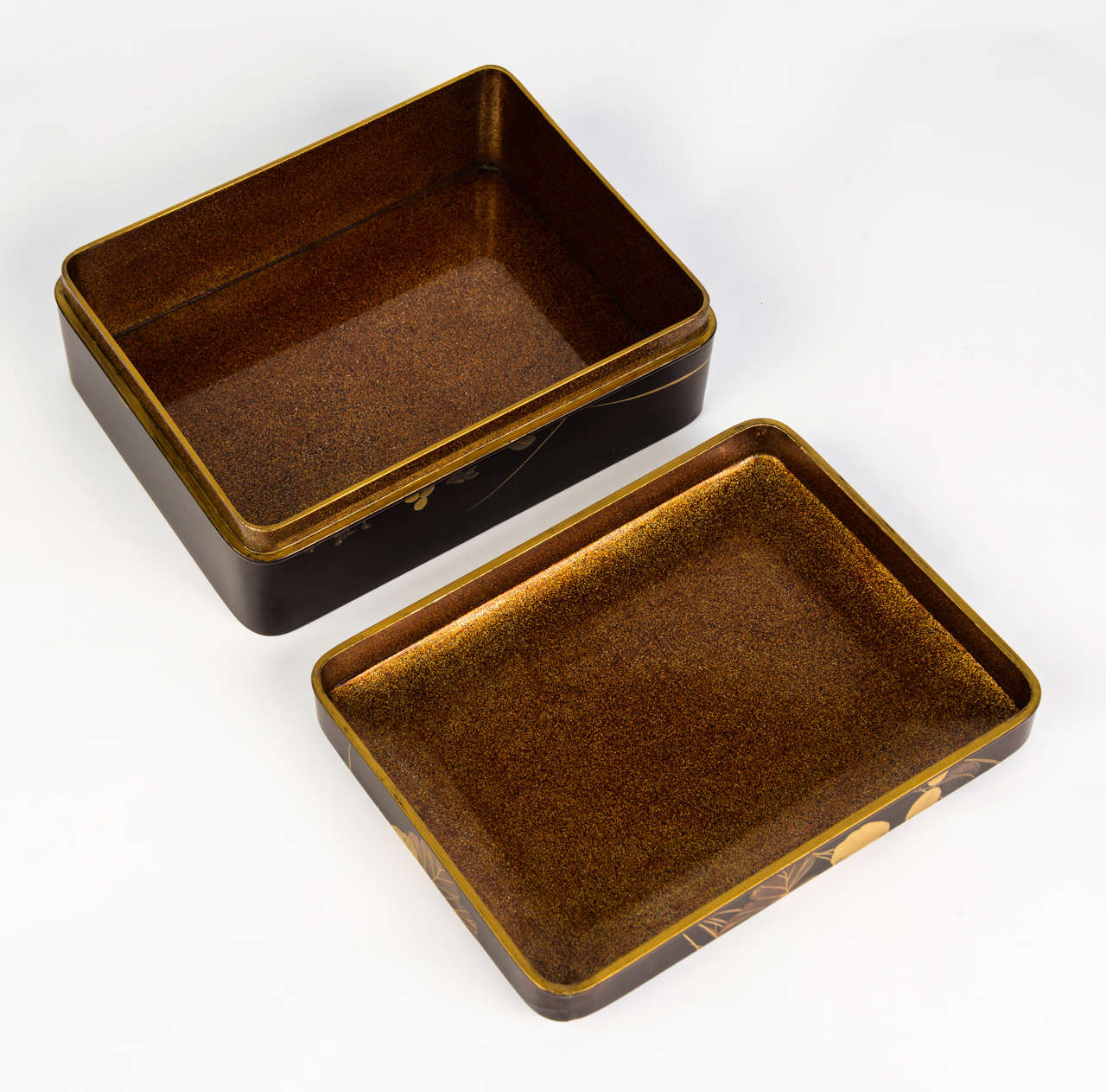 19th Century Black and Gold Japanese Laquered Kobako 1