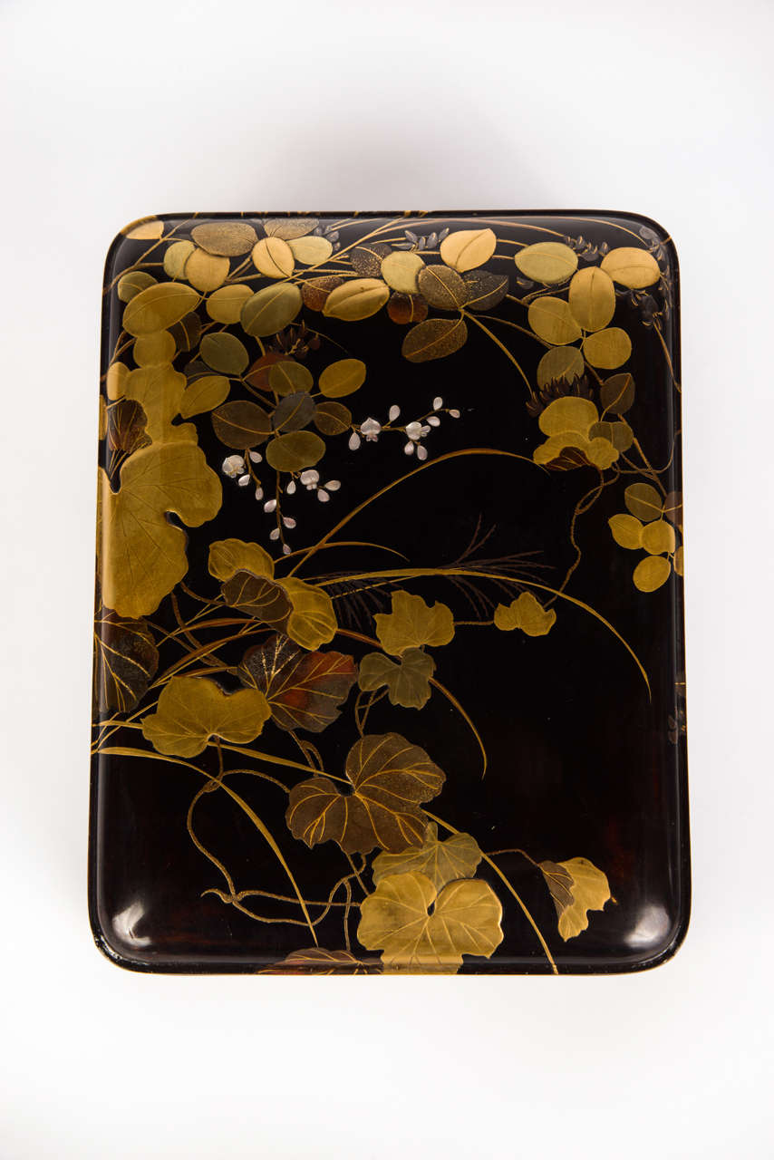 19th Century Black and Gold Japanese Laquered Kobako 2