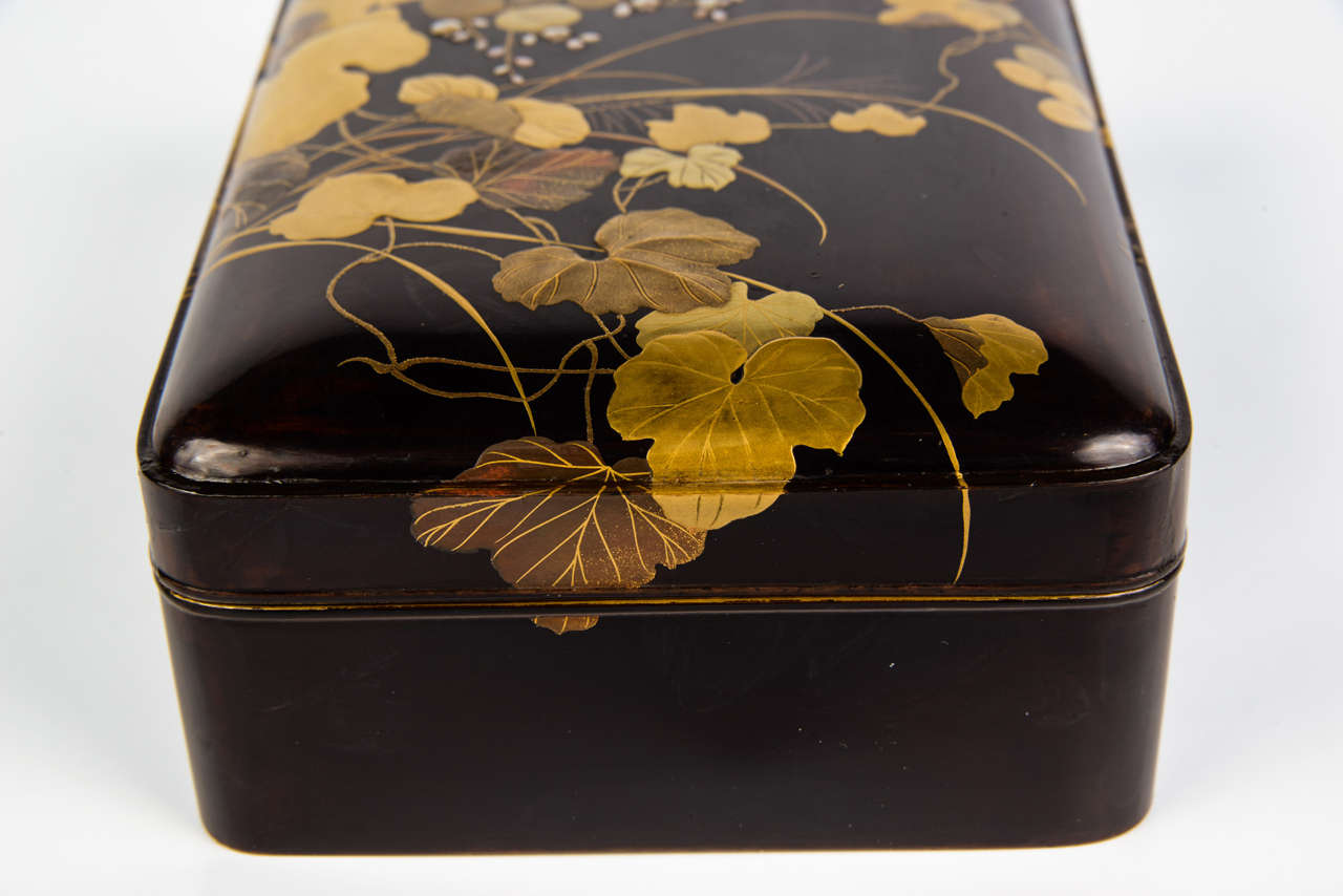 19th Century Black and Gold Japanese Laquered Kobako 4