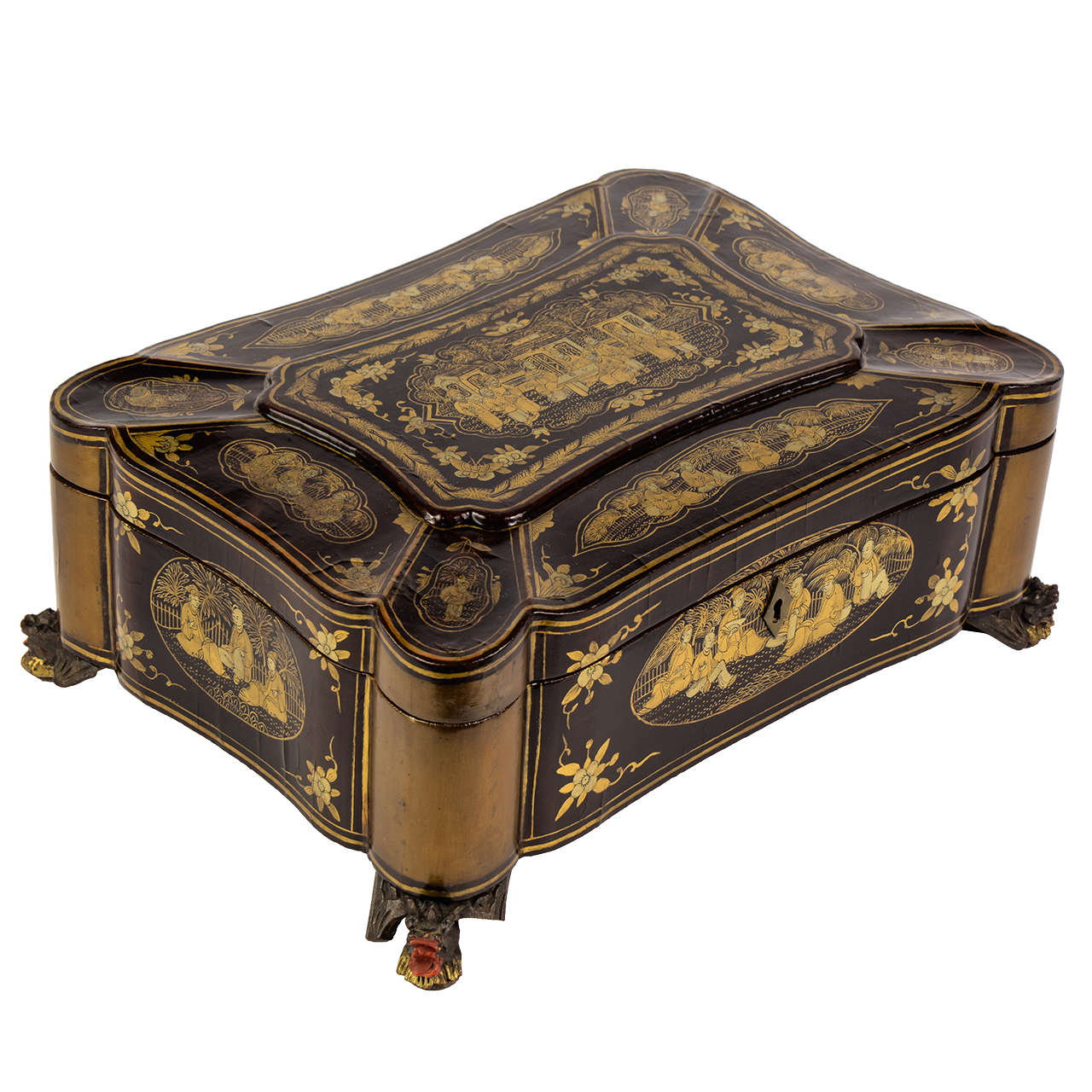 19th Century Chinese Lacquered Export Box For Sale