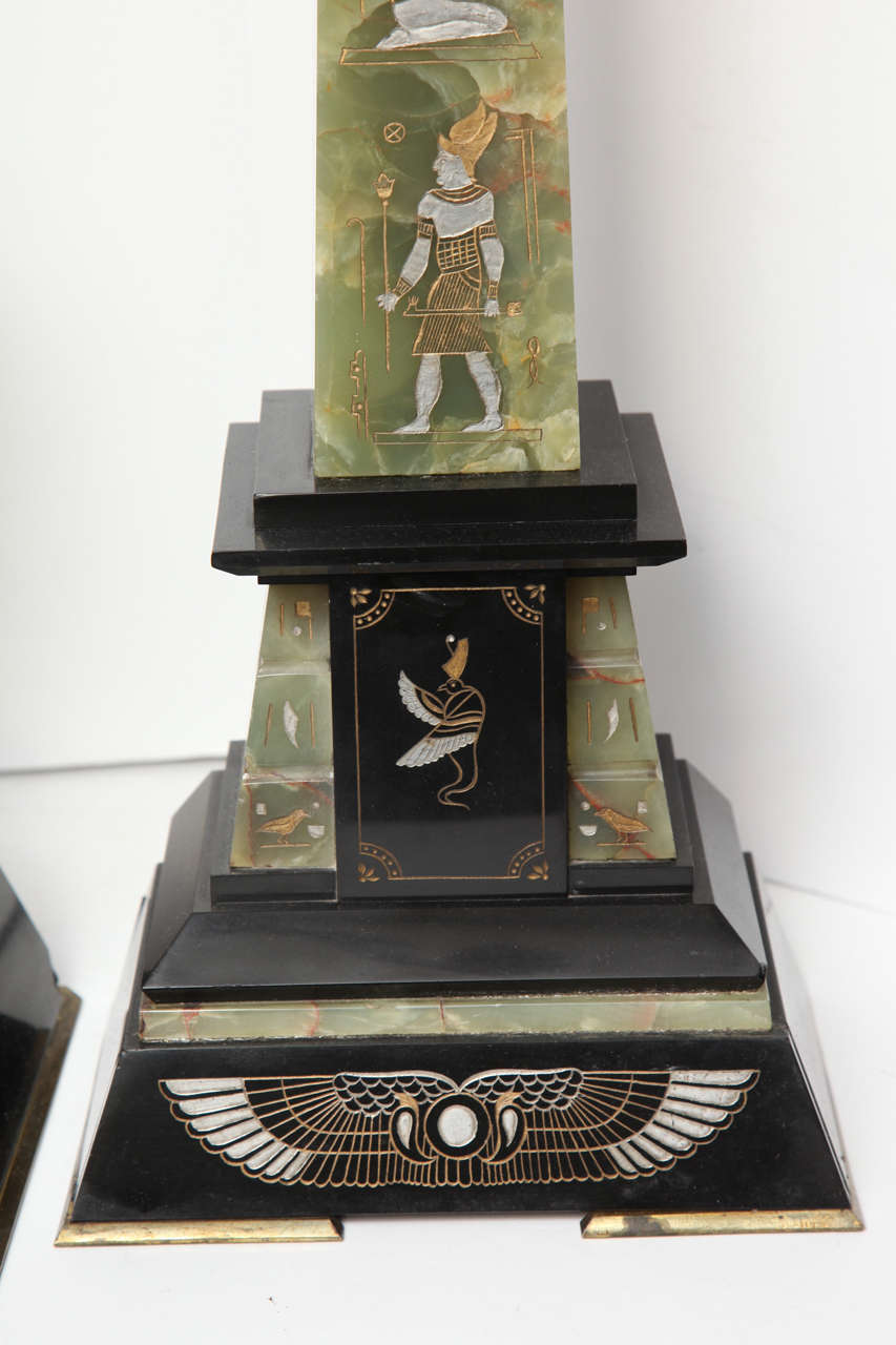 Victorian Three-Piece Egyptian Revival Clock Set In Good Condition In New York, NY