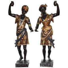 Pair of Lifesize Venetian Blackamoor Figures 7