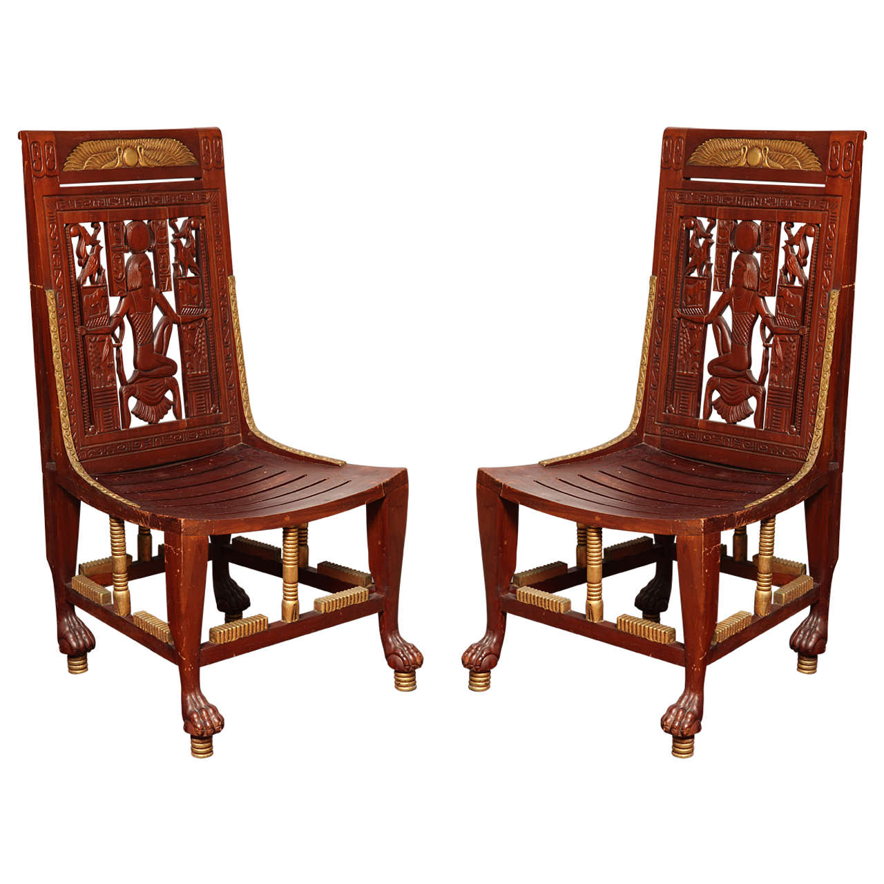 Pair of Egyptian Revival Chairs at 1stDibs