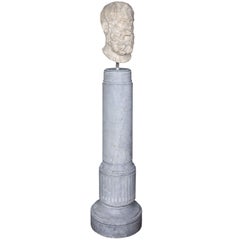 17th Century Carved Limestone Bust of Solon