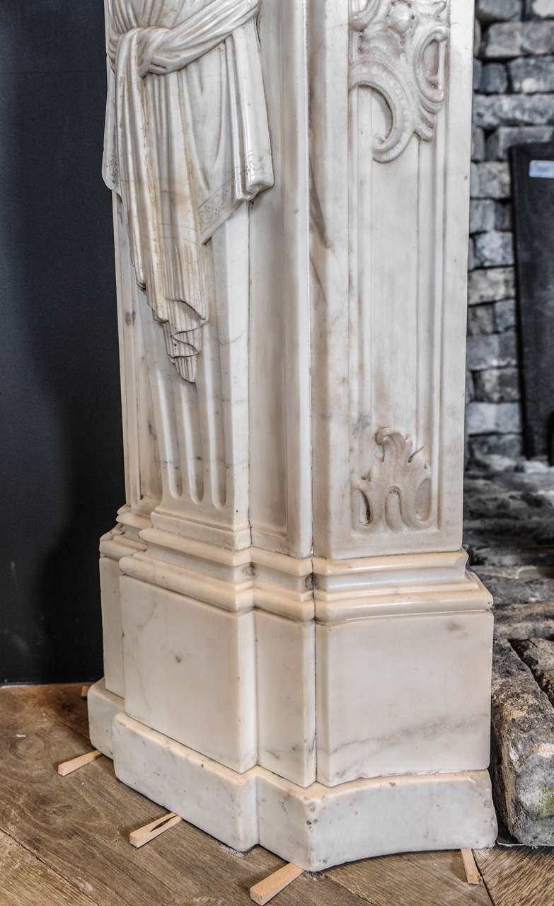Carved 19th Century French Rococo Statuario Marble Fireplace or Mantel Piece 3