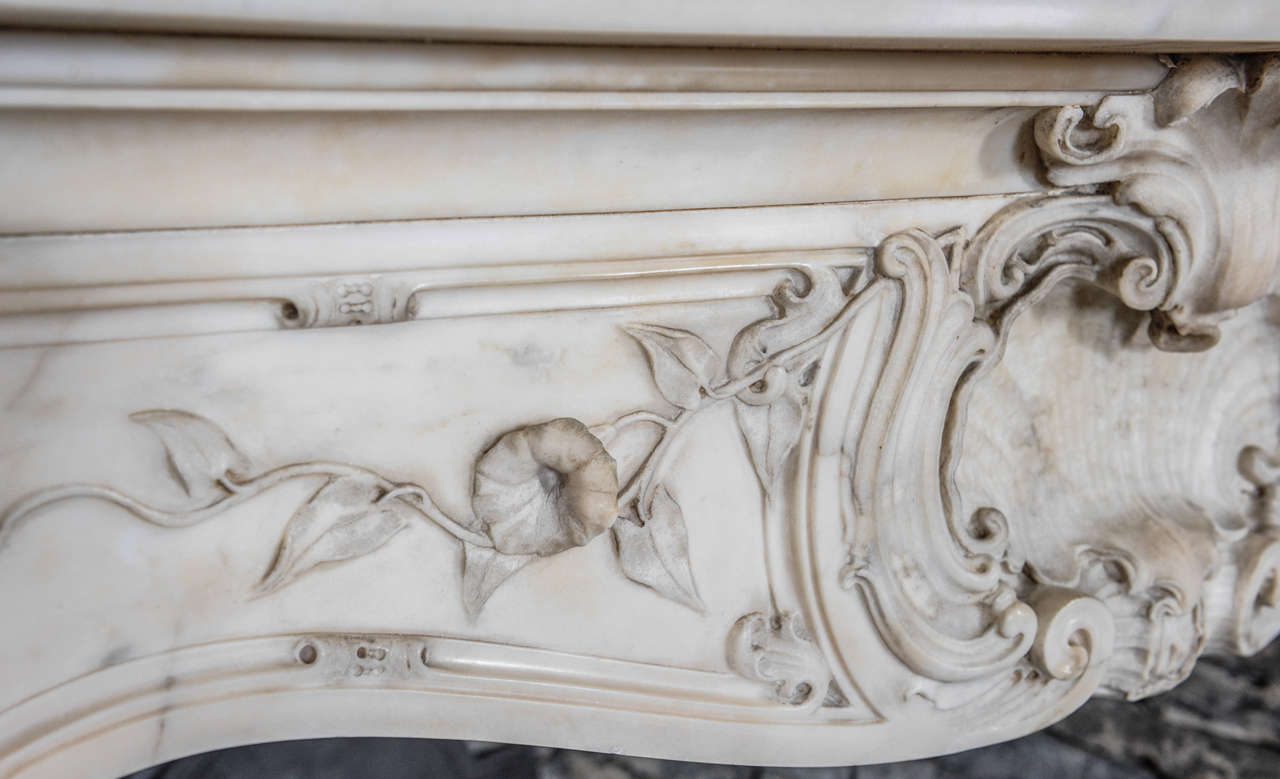 Carved 19th Century French Rococo Statuario Marble Fireplace or Mantel Piece 4