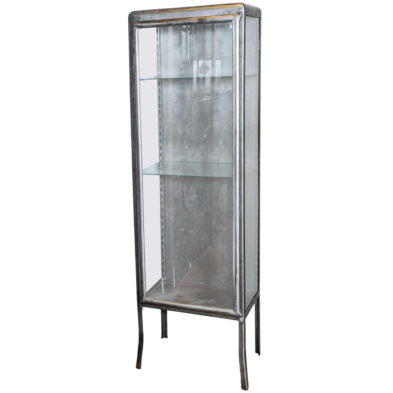 A 1930s French wrought iron and glass display cabinet / vitrine