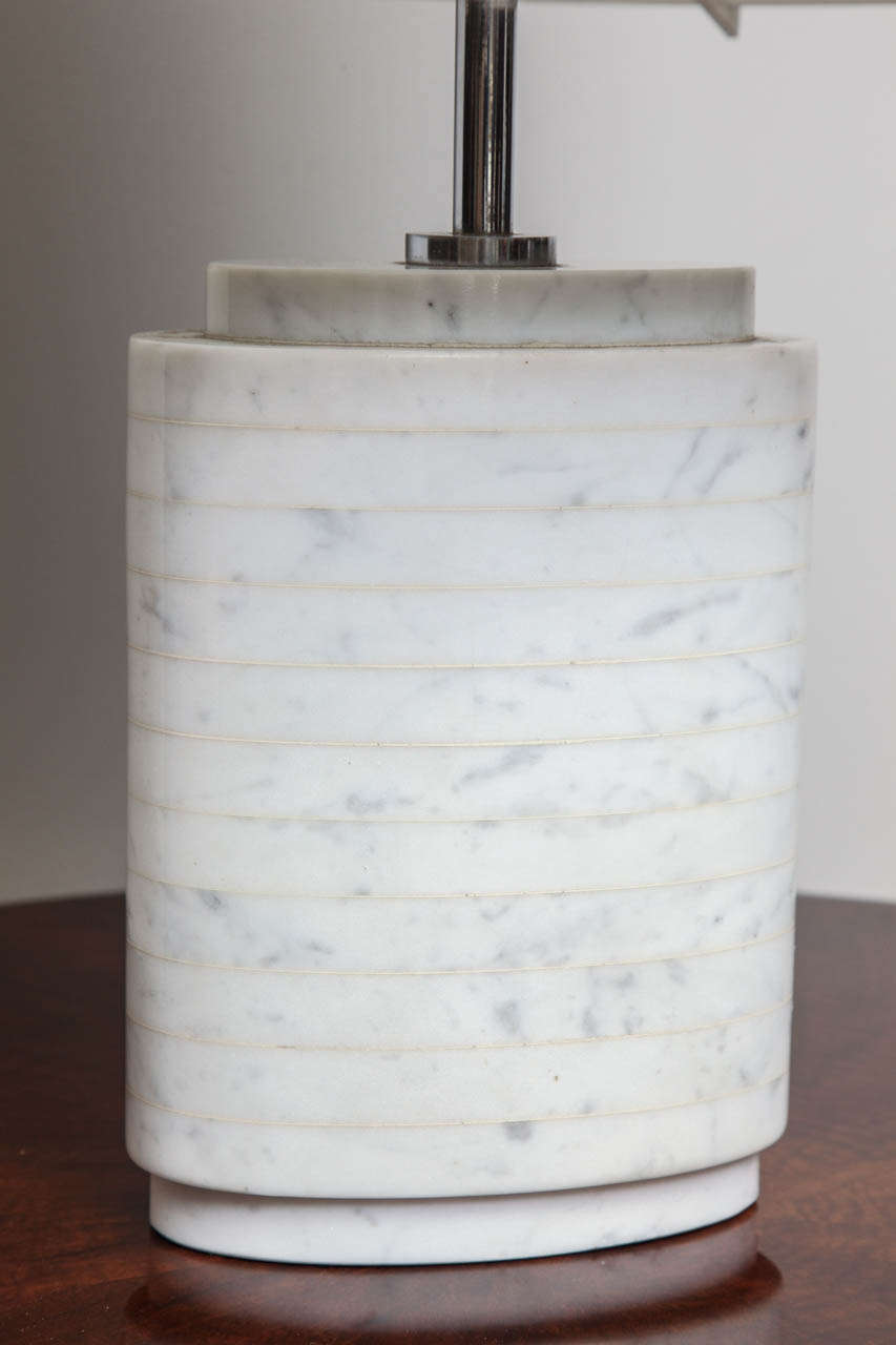 Italian Modern Marble Table Lamp with Milk Glass Shade