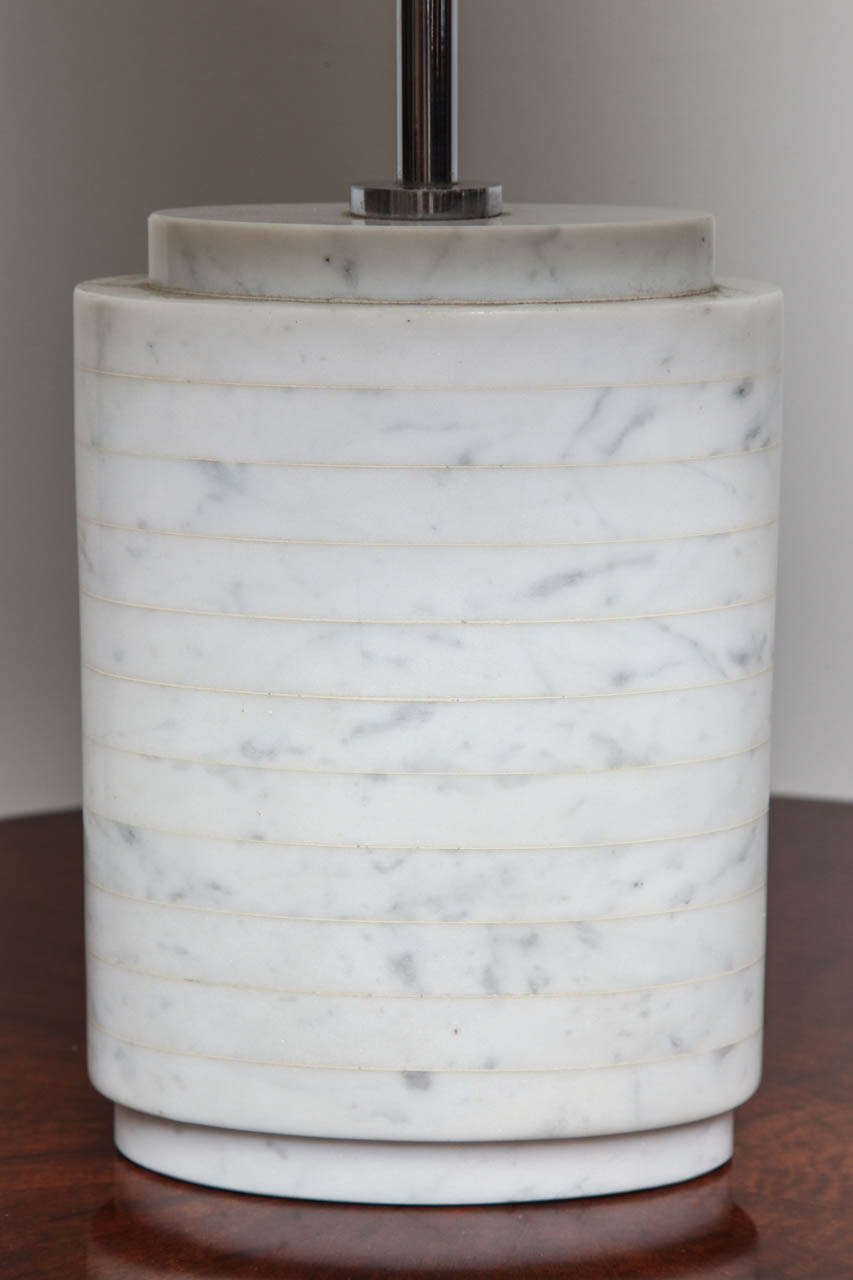 Modern Marble Table Lamp with Milk Glass Shade In Excellent Condition In New York, NY