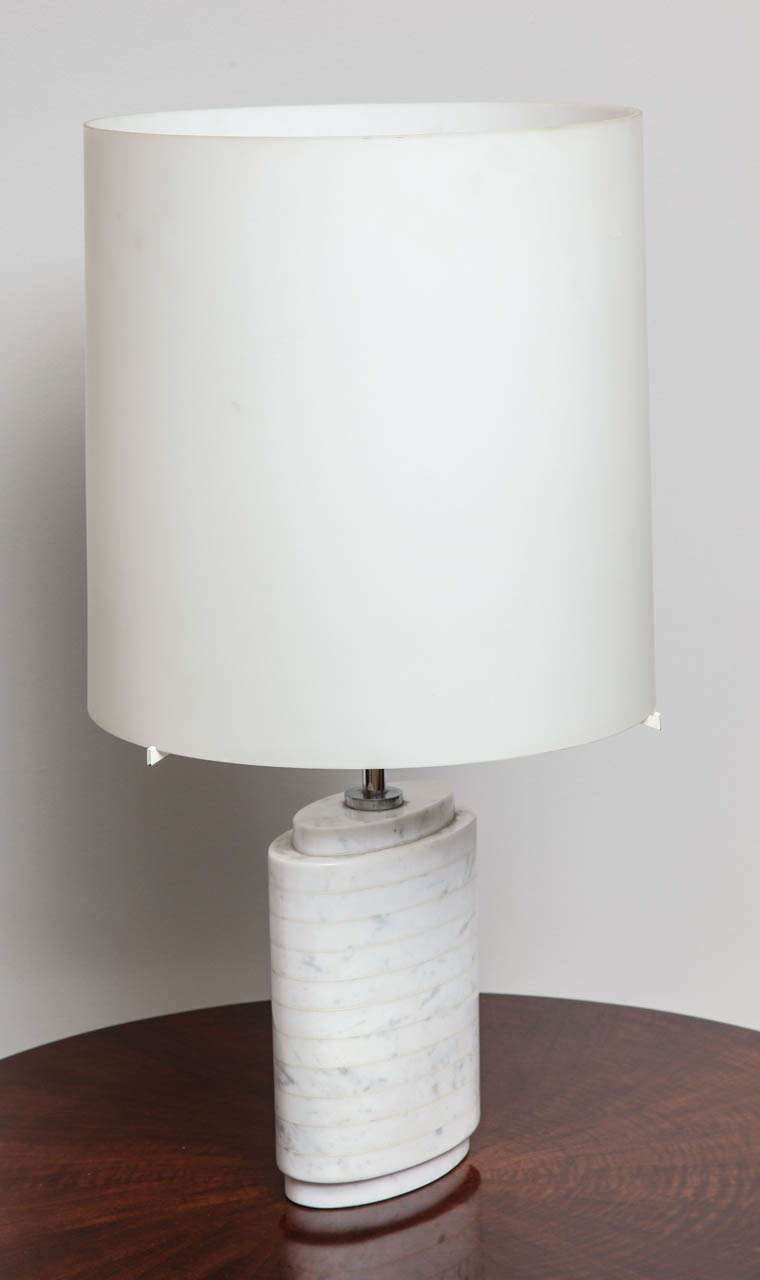 Modern Marble Table Lamp with Milk Glass Shade 1