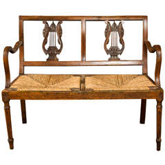 Carved Walnut Bench, Late 19th Century, Italy
