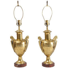 19th Century Brass Egyptian Revival Lamps