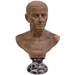 19th Century Terracotta Bust of Roman Figure Possibly Julius Caesar