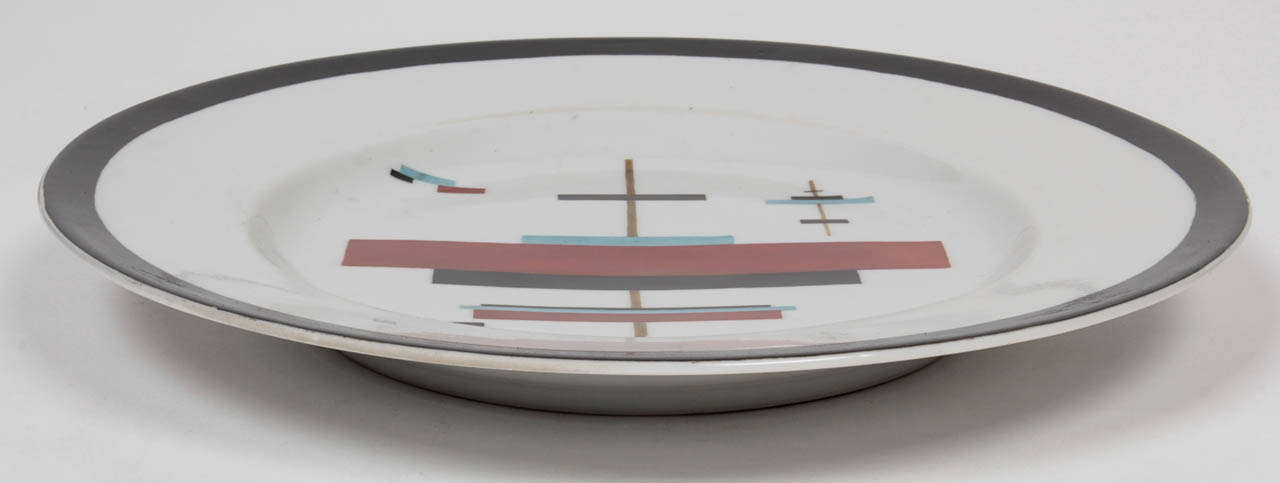 20th Century Ilya Chashnik / Lomonosov Porcelain Suprematist Composition plate