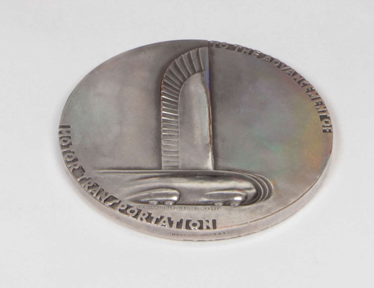 American Norman Bel Geddes Art Deco Streamline Medal 25th anniversary of GM 1933 For Sale