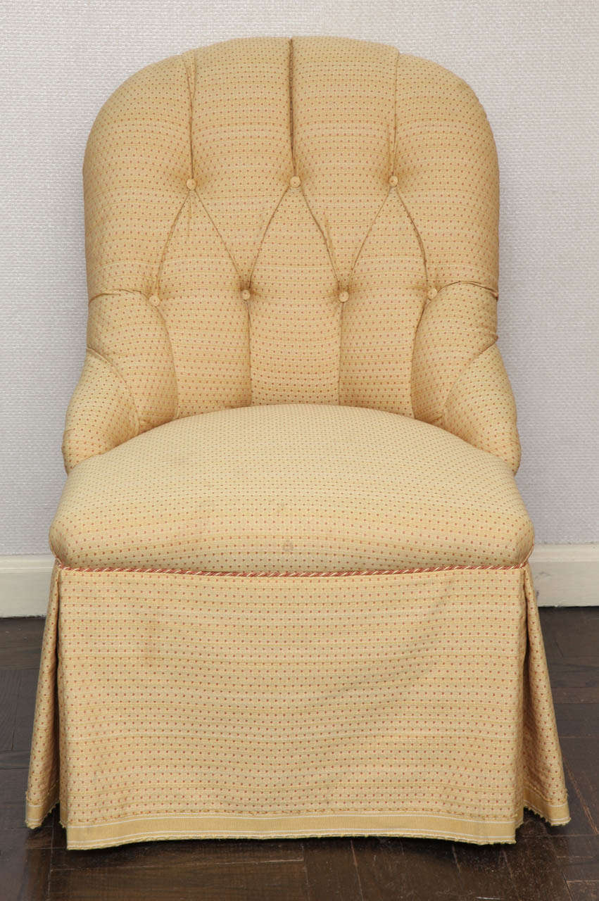 American A Pair of Modern Button Tufted Slipper Chairs