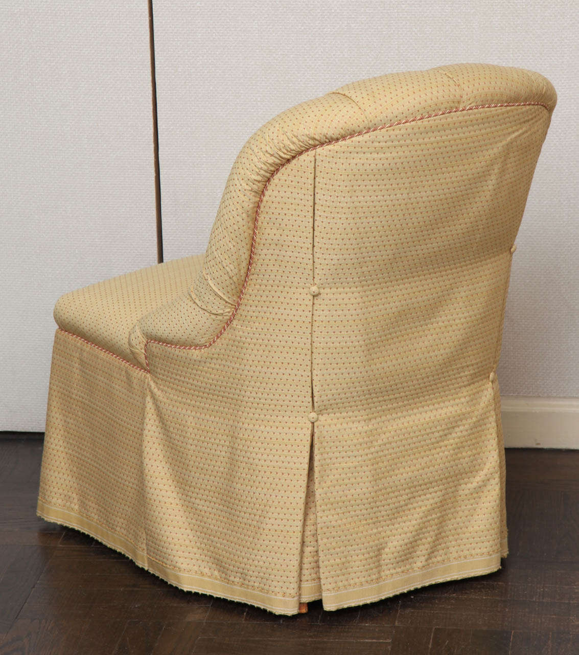 Fabric A Pair of Modern Button Tufted Slipper Chairs